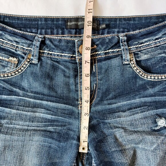 Twentyone Black Rue 21 Blue Jeans Straight Leg Dark Wash Embellished Size 9/10 - Picture 15 of 16